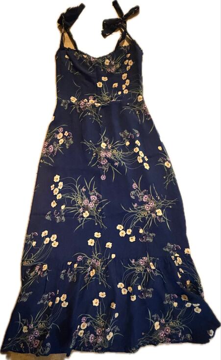 Reformation Dresses & Skirts - Reformation Dress Womens Size 8 Navy Blue Floral Tie Strap Midi Sundress